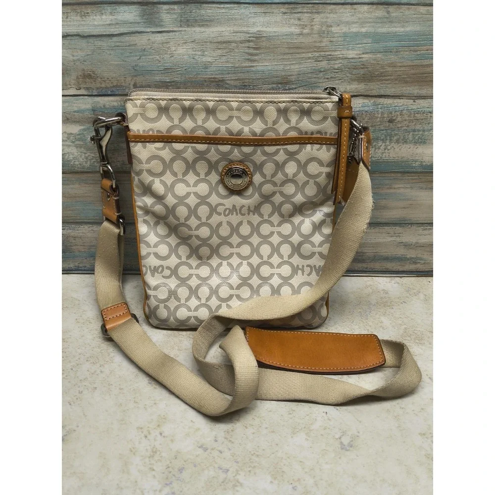 w/COA COACH #42420 Swingpack Signature Coated Canvas - Some‎ Peeling
